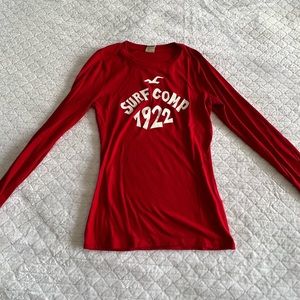 Hollister 1922 Surf Co Red Long Sleeve Tee Size M
